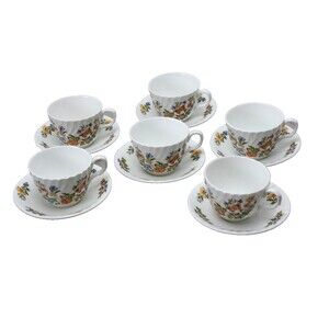 Set of 6 Aynsley Cottage Garden Tea Cups/Saucers Fine English Bone China England